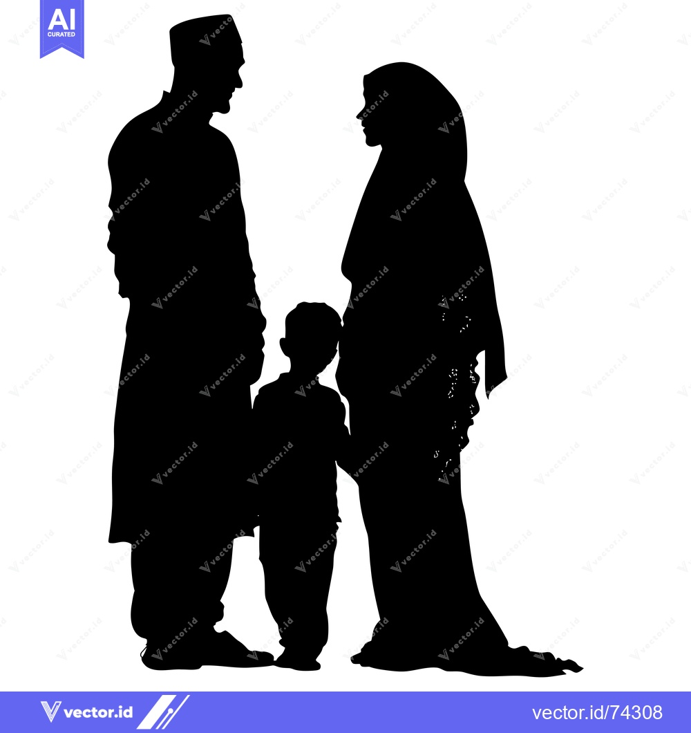 Premium Vector dari Silhouette of a Muslim Family of Three