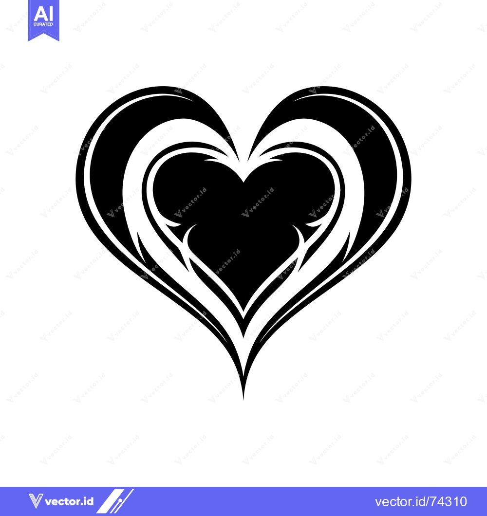 Premium Vector of Black and White Stylized Heart with Intricate Details