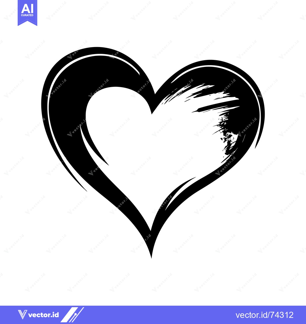 Premium Vector of Hand-Drawn Black and White Heart Shape