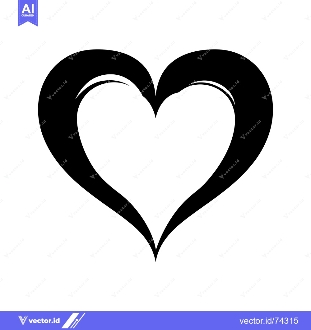 Premium Vector dari Black and White Hand Drawn Heart Shape