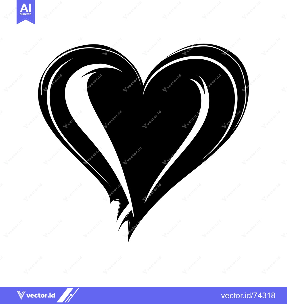 Premium Vector dari Black and White Abstract Heart Shape