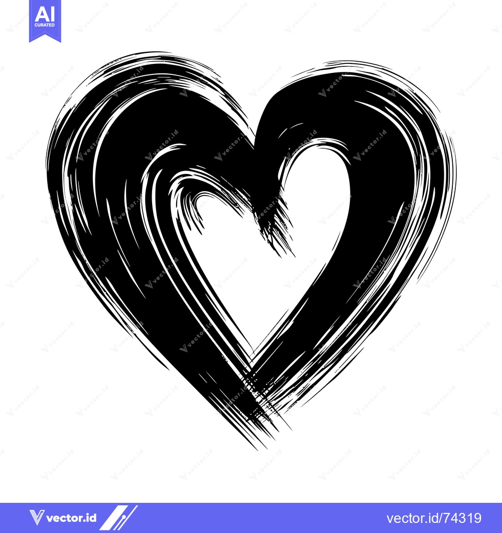 Premium Vector dari Black and White Hand-Drawn Abstract Heart Shape