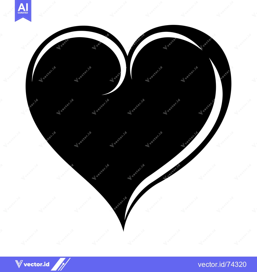 Premium Vector of Black and White Heart with Swirling Outline