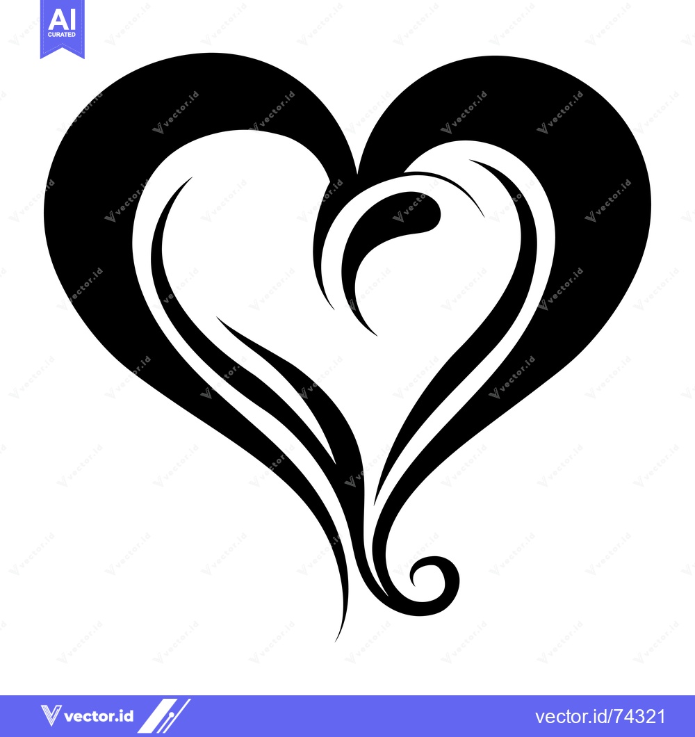 Premium Vector dari Black and White Abstract Heart Design with Swirls