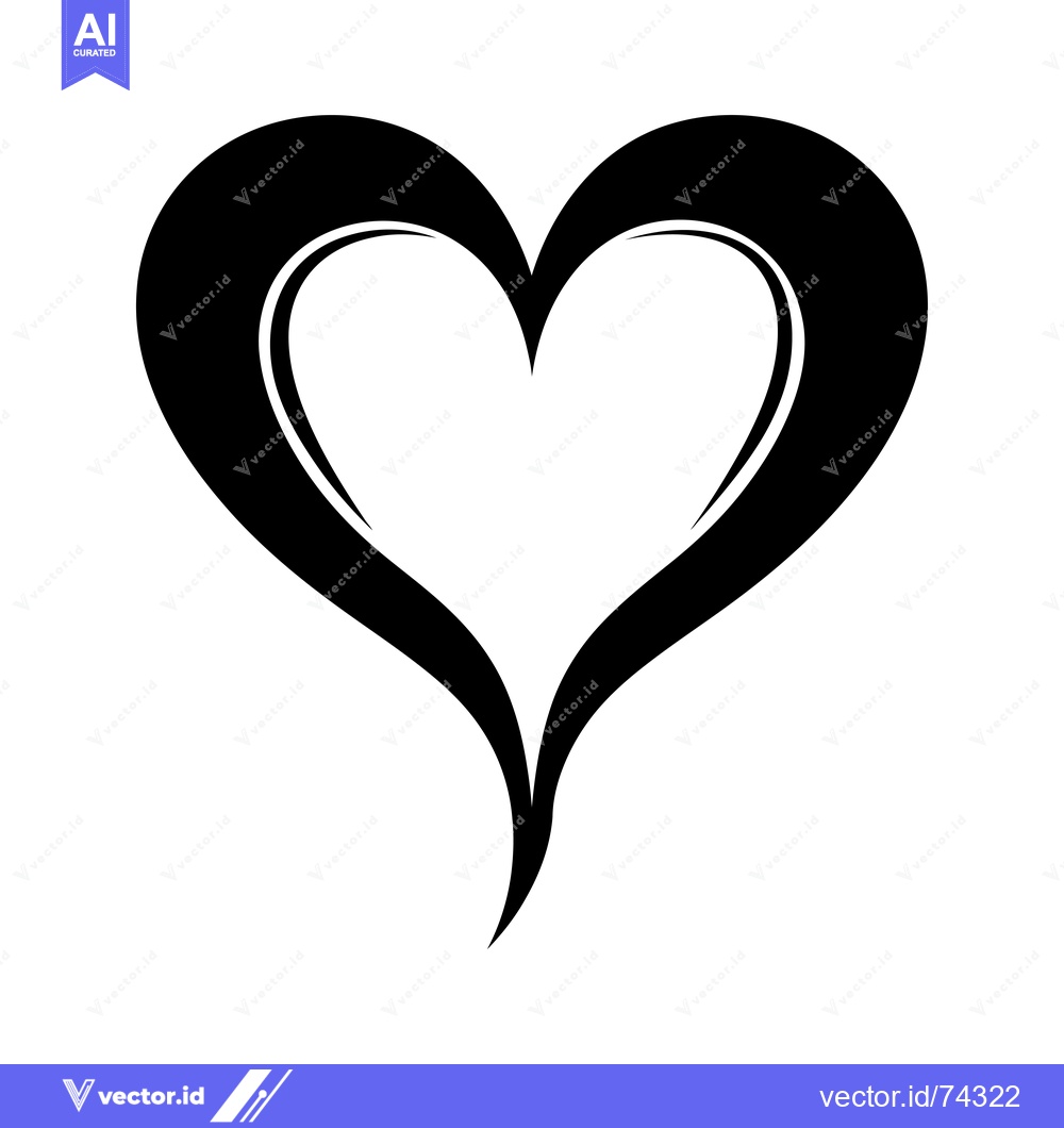 Premium Vector dari A simple black and white stylized heart shape