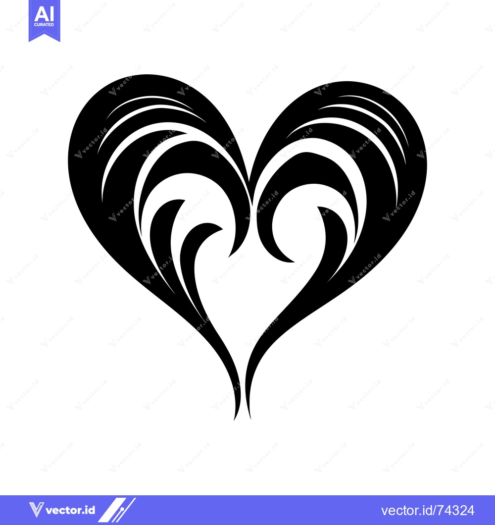 Premium Vector of Black and White Ornate Heart Design