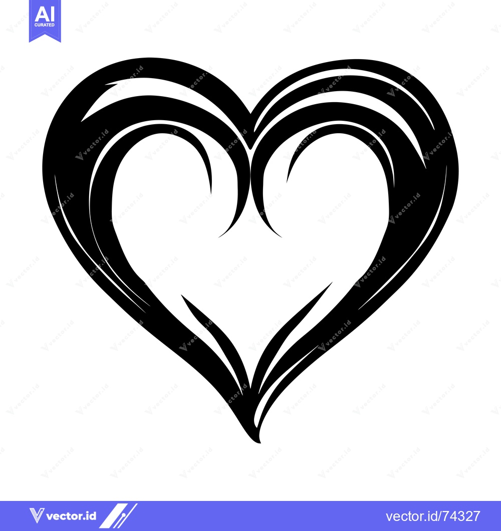 Premium Vector of A black and white stylized heart with a wavy outline