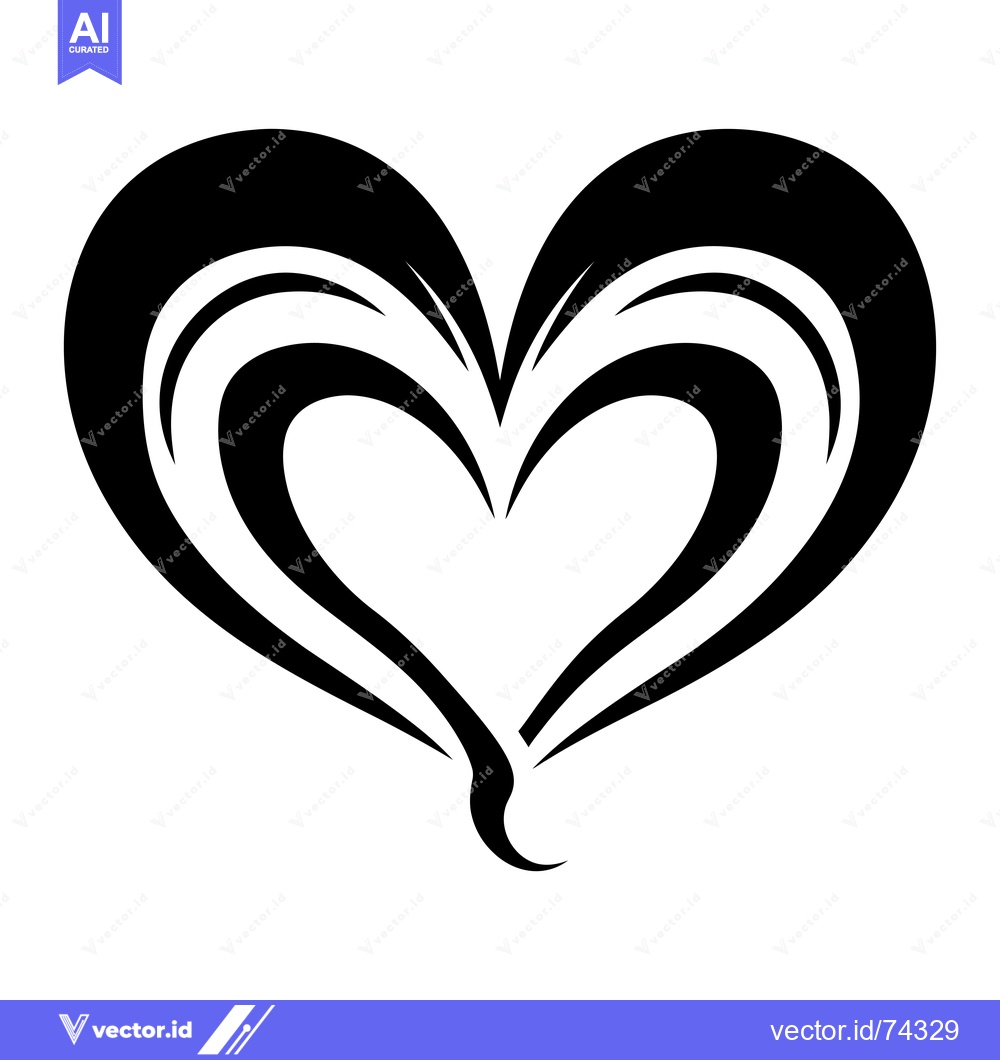 Premium Vector dari Abstract Black and White Heart with Swirling Lines