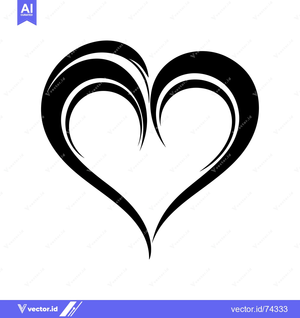 Premium Vector of Abstract Black Heart with Swirling Lines