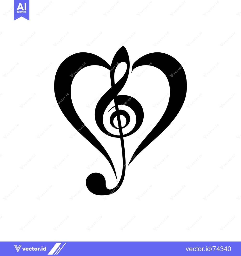 Premium Vector dari A Black Treble Clef Inside a Heart Shape