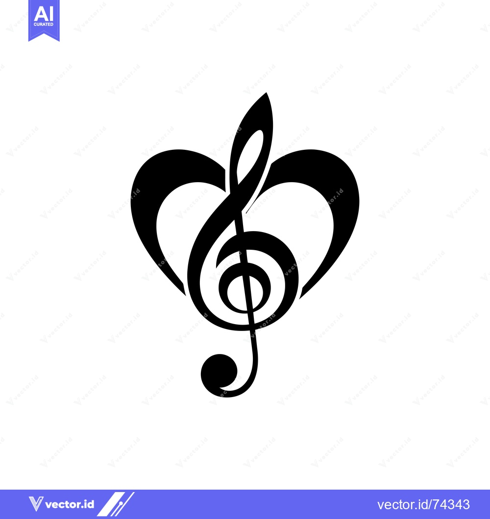 Premium Vector of Treble Clef Inside a Heart Shape