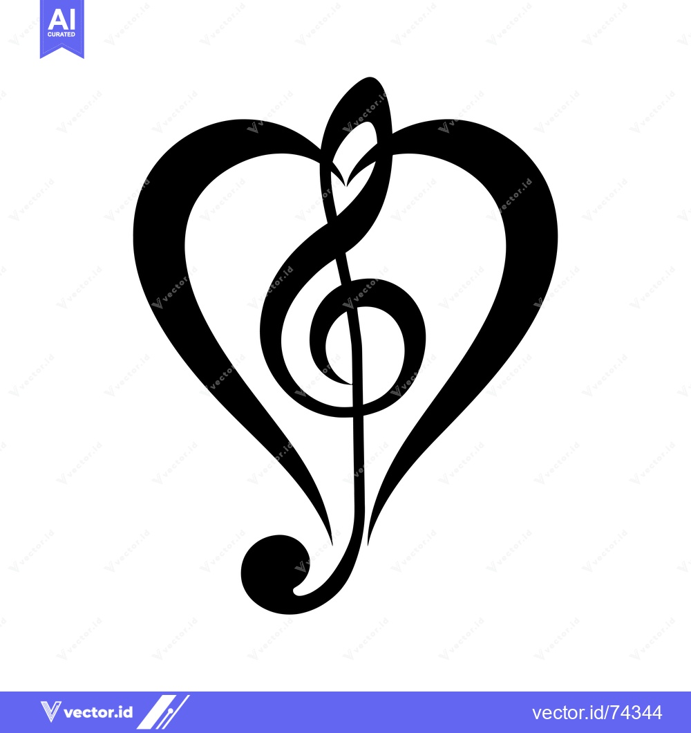Premium Vector dari A Treble Clef Enclosed in a Heart Shape