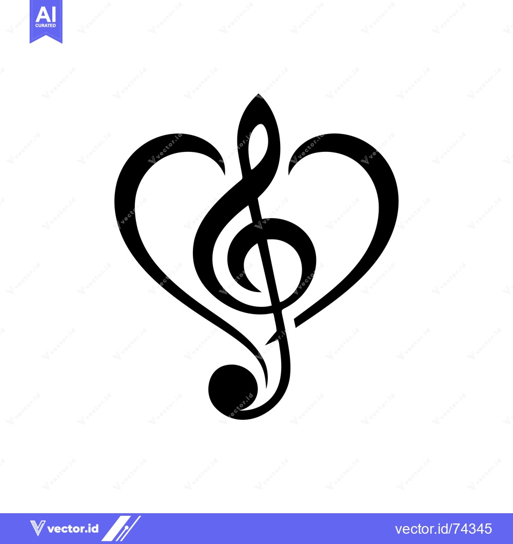 Premium Vector dari A Black Treble Clef Symbol Inside a Heart Shape