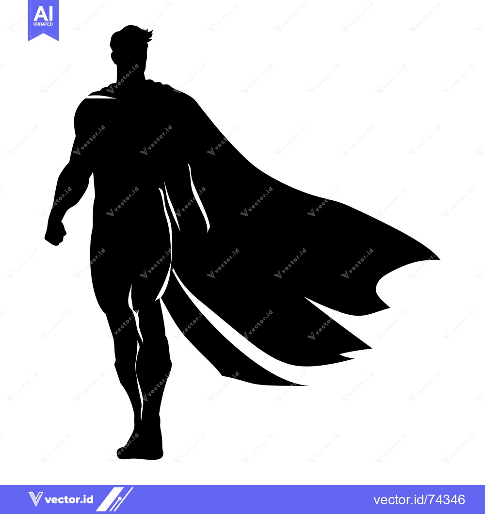 Premium Vector of Silhouette of a Superhero with Cape Flowing in the Wind