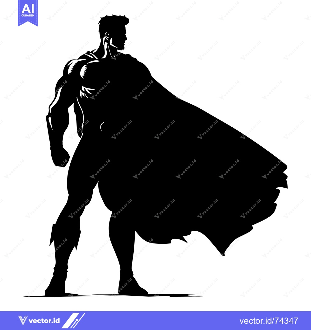 Premium Vector dari Silhouette of a superhero standing with a cape billowing behind him
