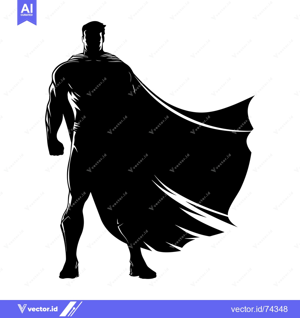 Premium Vector dari Silhouette of a superhero standing with cape flowing behind him
