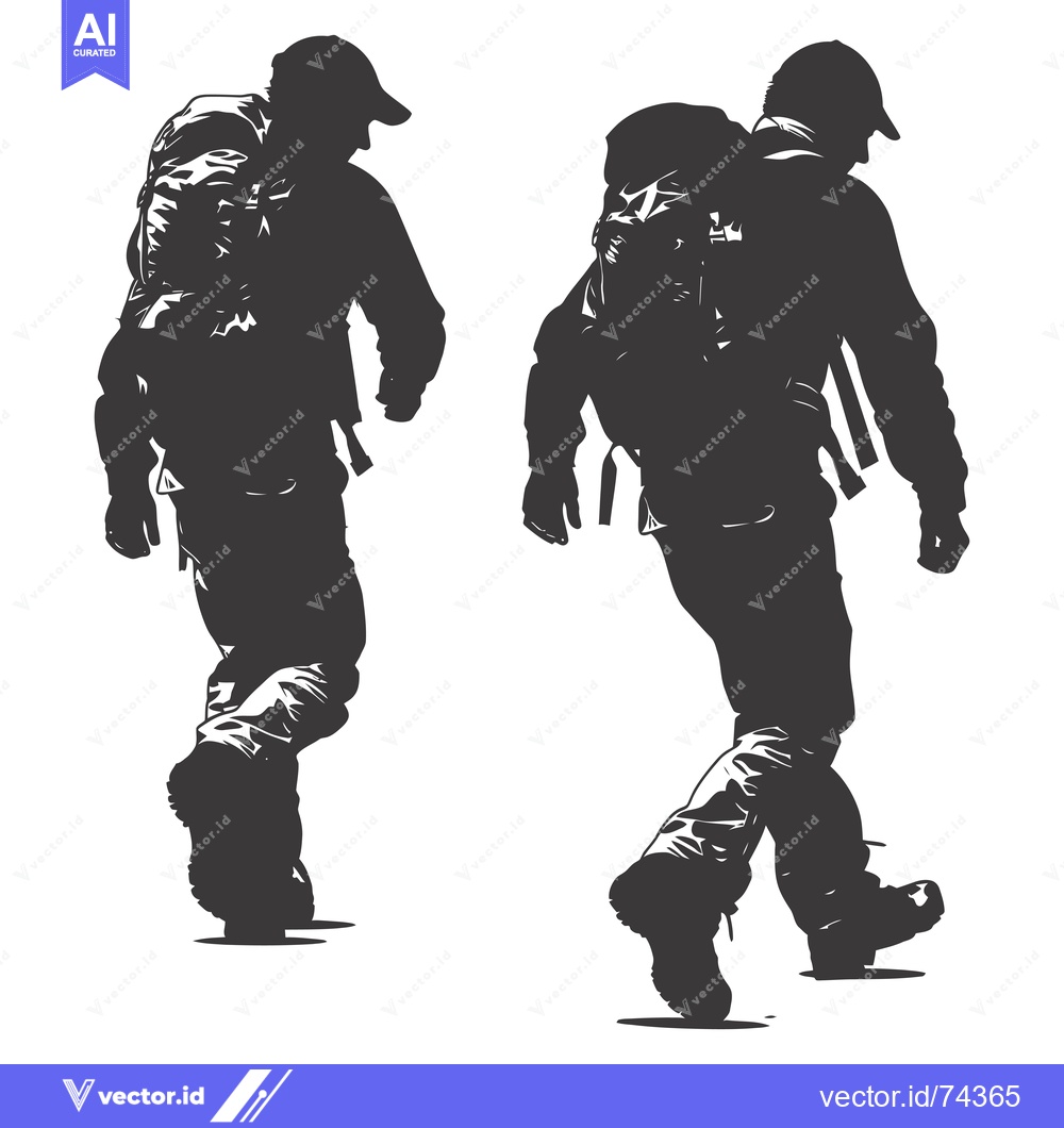 Premium Vector of Silhouette of Two Hikers with Backpacks Walking