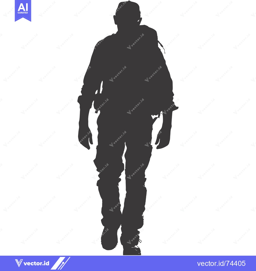 Premium Vector of Silhouette of a Man Wearing a Backpack and Walking