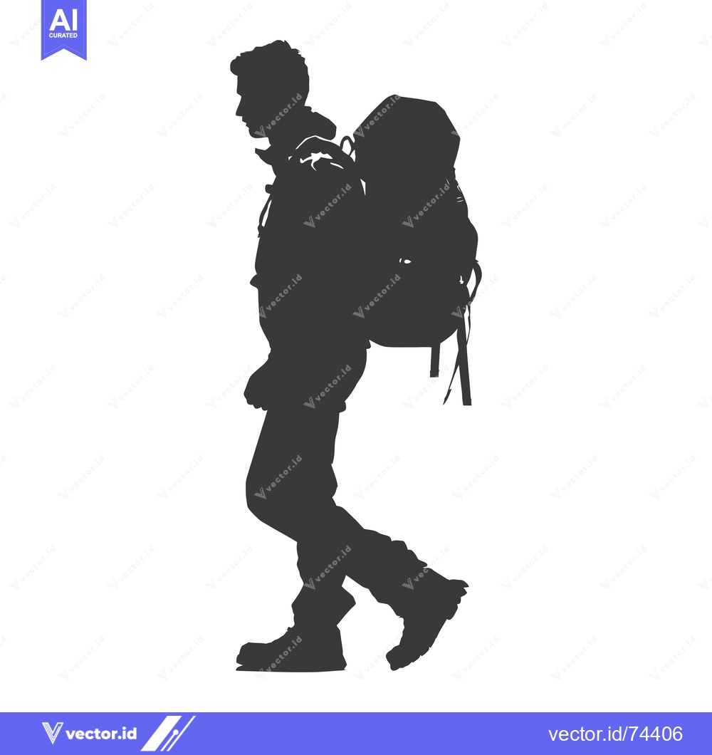 Premium Vector dari Silhouette of a Man Walking with a Backpack