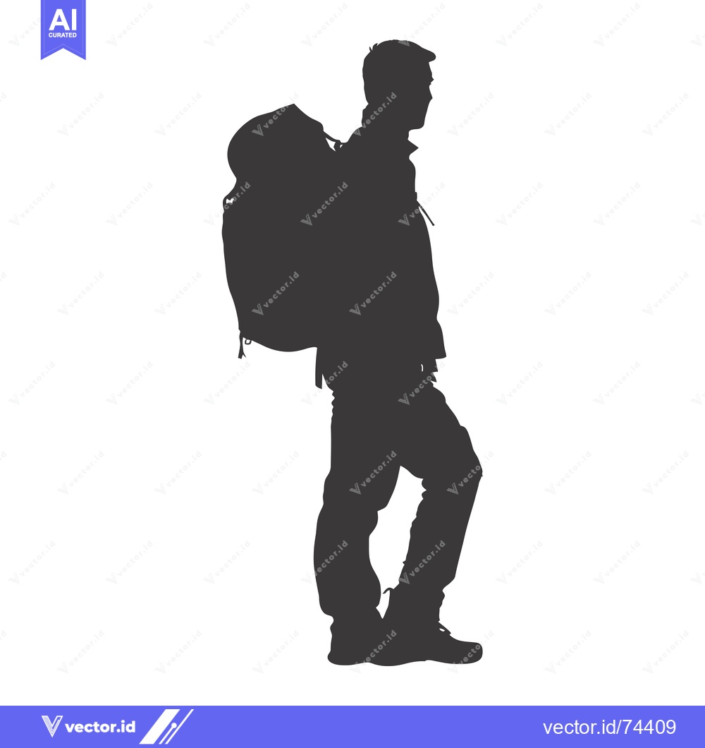 Premium Vector dari Silhouette of a Man with a Backpack