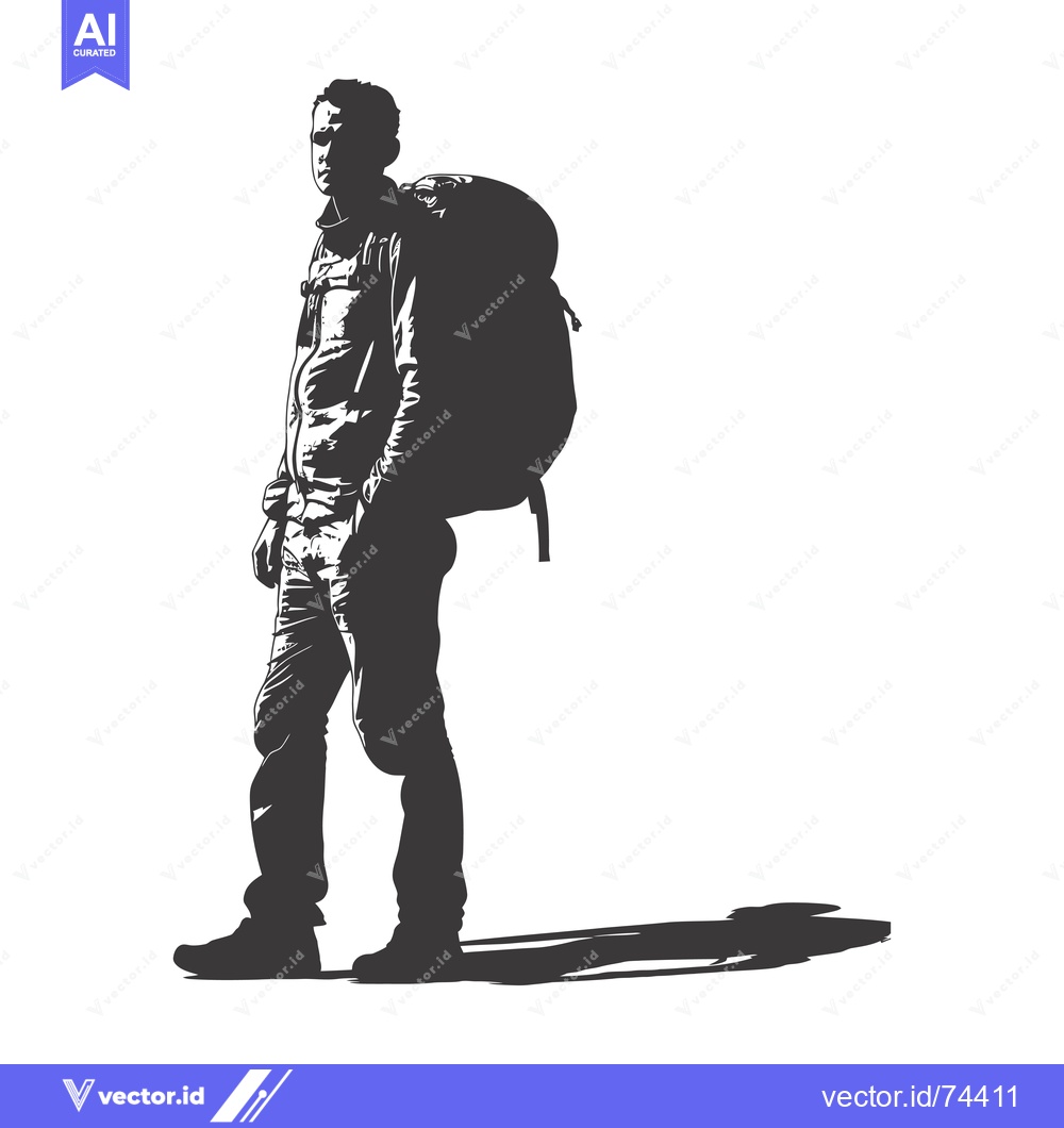 Premium Vector dari Silhouette of a Man with a Backpack