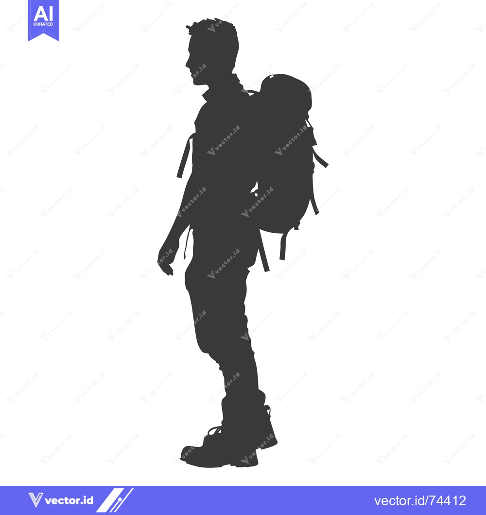 Premium Vector dari Silhouette of a Man with a Backpack Standing