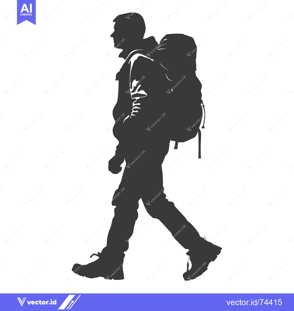 Premium Vector dari Silhouette of a Man Walking with a Backpack