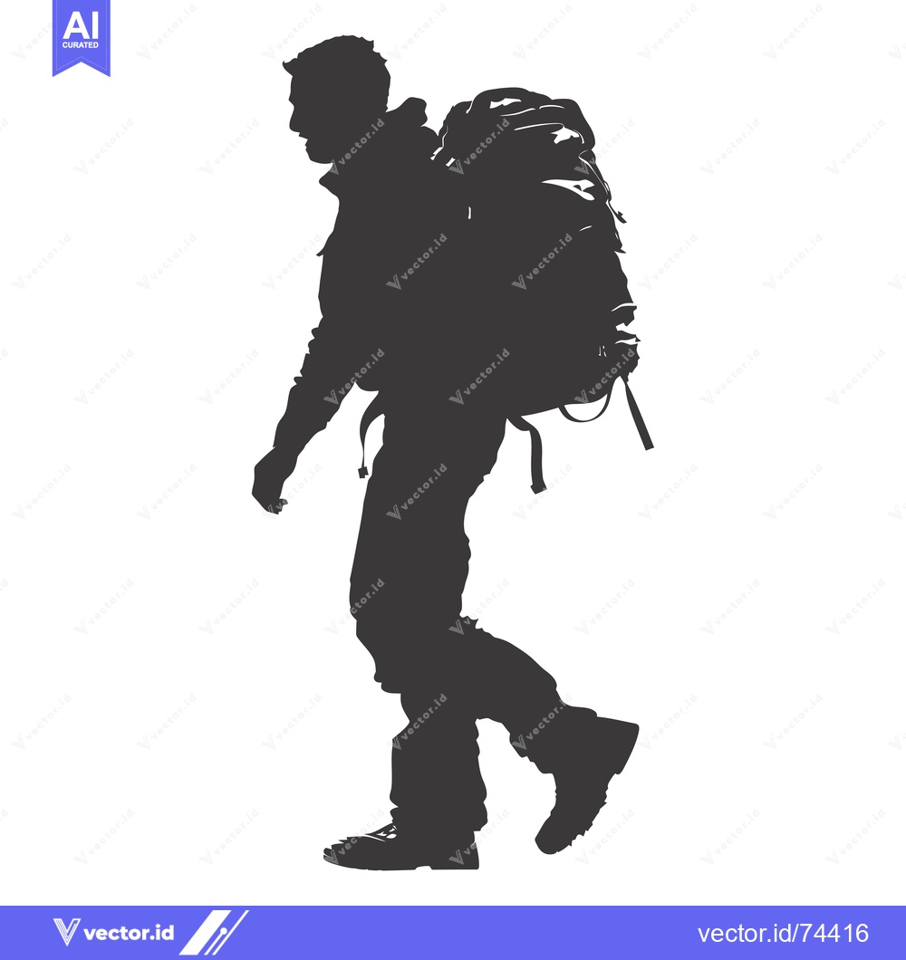 Premium Vector dari Silhouette of a Man Walking with a Backpack