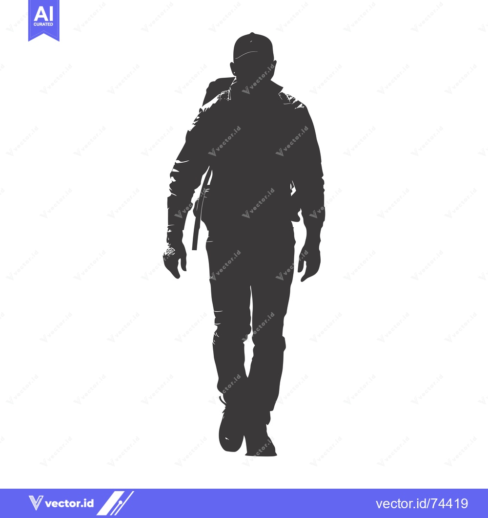 Premium Vector dari Silhouette of a man walking with a backpack