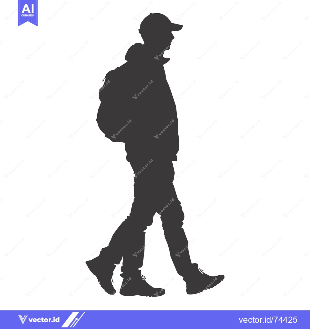 Premium Vector dari Silhouette of a Man Walking with a Backpack