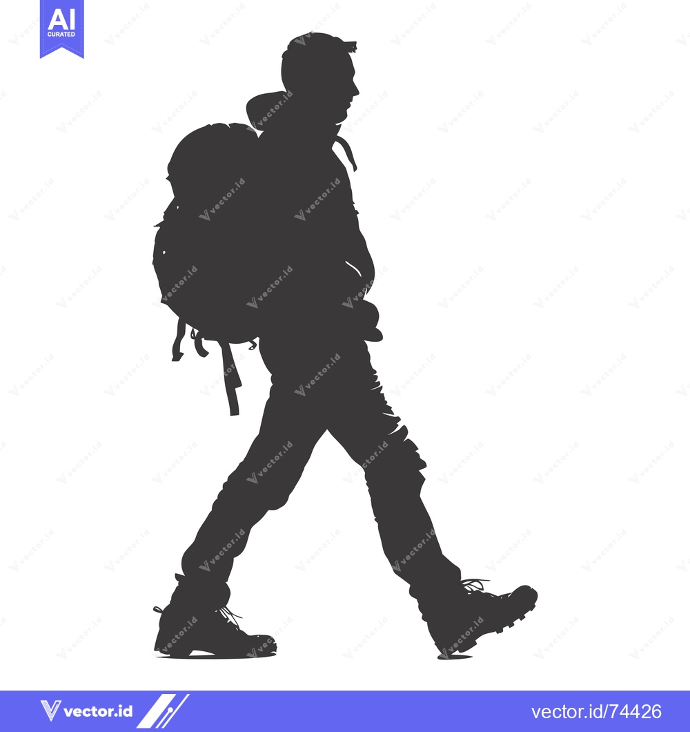 Premium Vector of Silhouette of a Man Walking with a Backpack