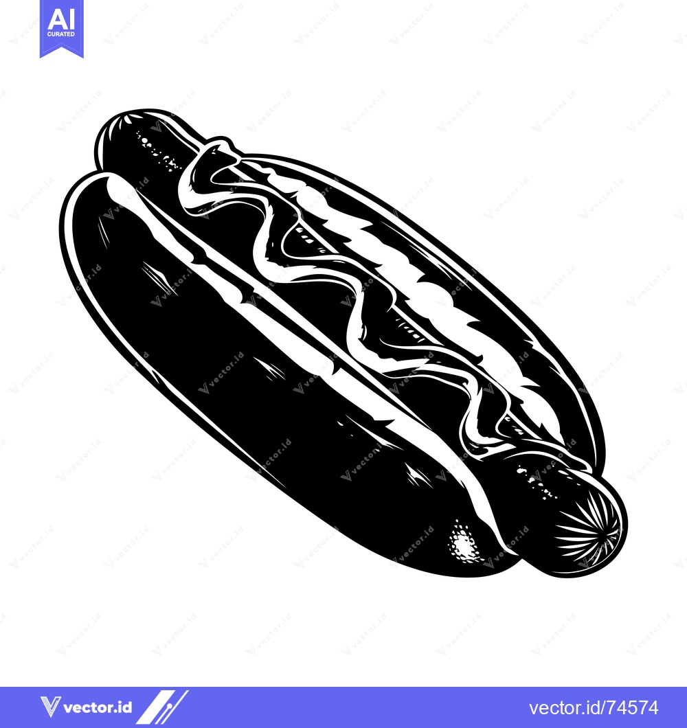 Premium Vector of A Silhouetted Hot Dog with Mustard and Relish