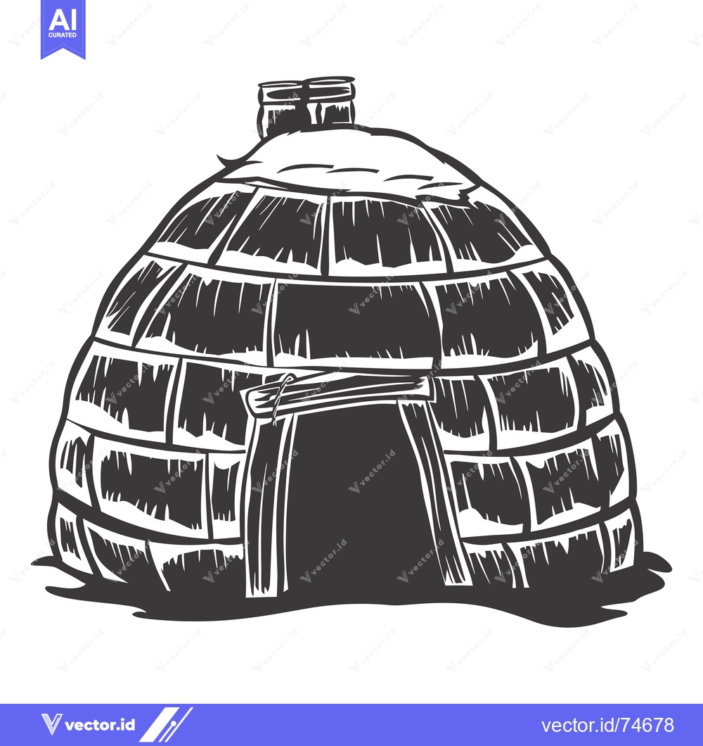 Premium Vector of A Detailed Illustration of an Igloo with an Entrance and a Small Roof