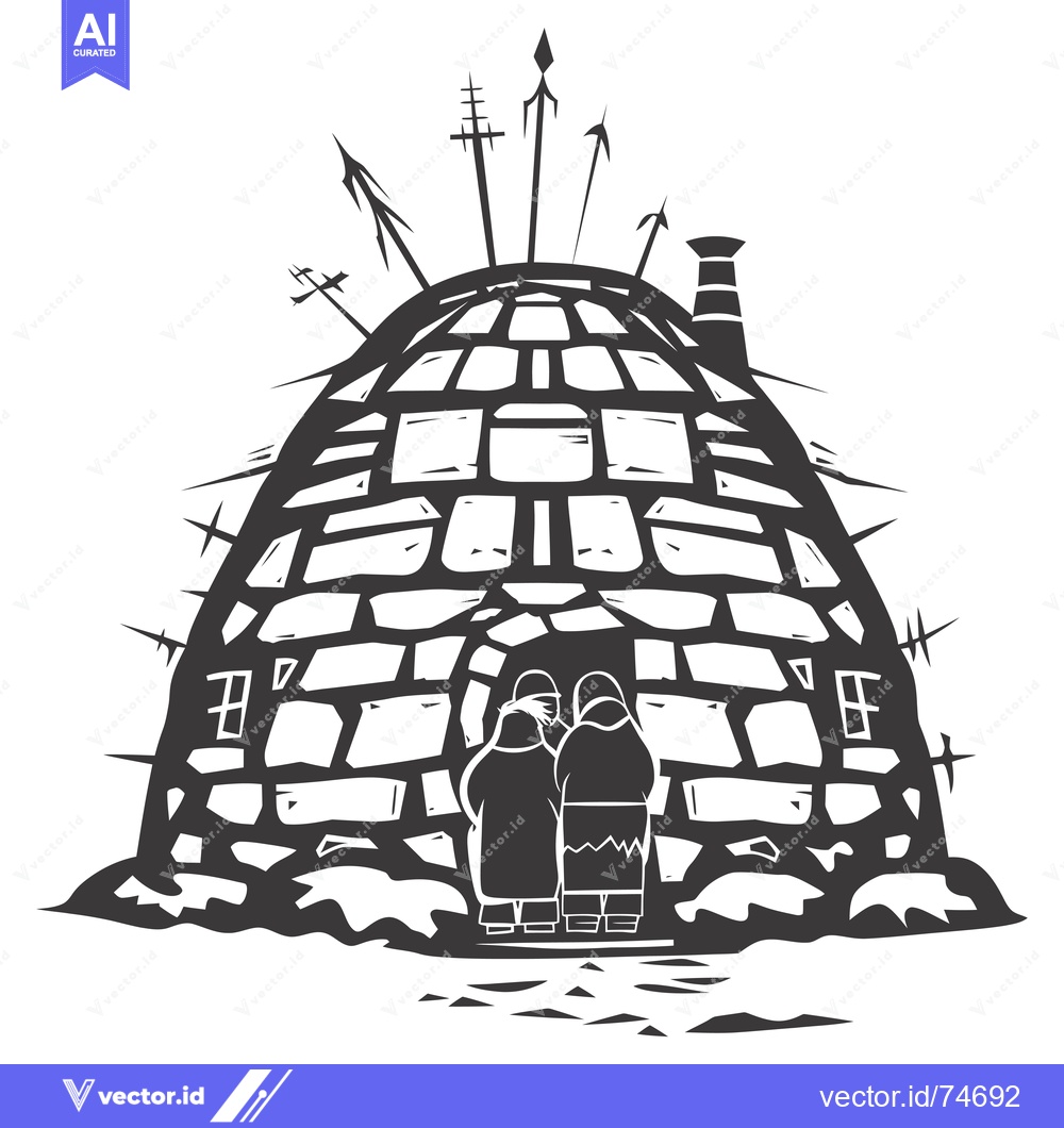 Premium Vector dari Two People Standing in Front of an Igloo
