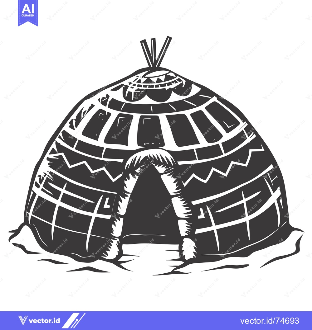 Premium Vector dari Black and White Illustration of a Traditional Inuit Igloo