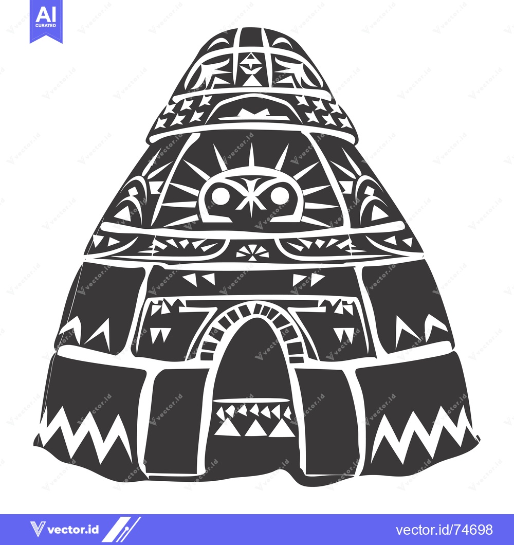 Premium Vector of Black and White Illustration of a Traditional Mongolian Yurt