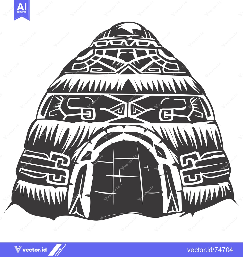 Premium Vector dari Black and White Illustration of an Inuit Igloo