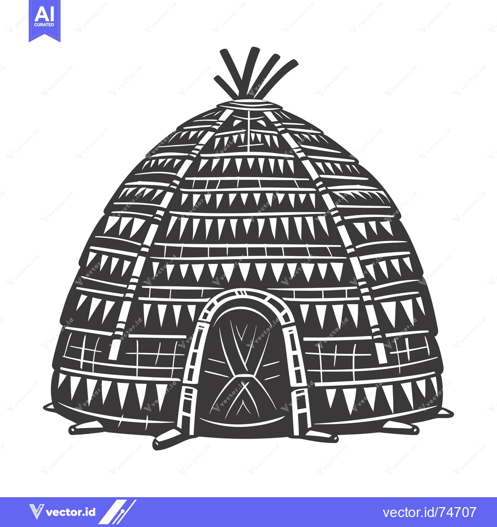 Premium Vector of A Black and White Illustration of a Traditional Native American Teepee