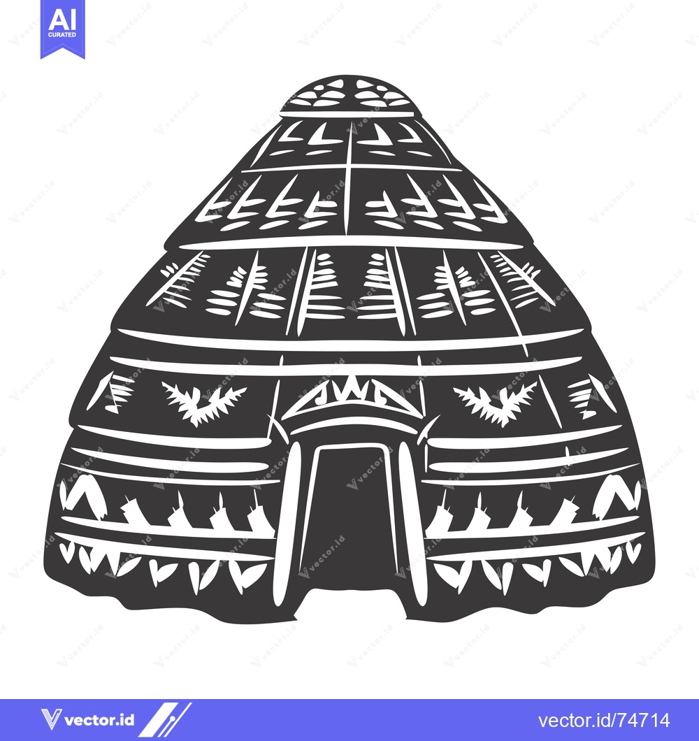 Premium Vector dari A Traditional Native American Teepee with Ornamental Designs