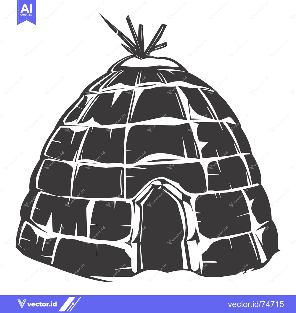 Premium Vector dari Black and White Illustration of an Igloo