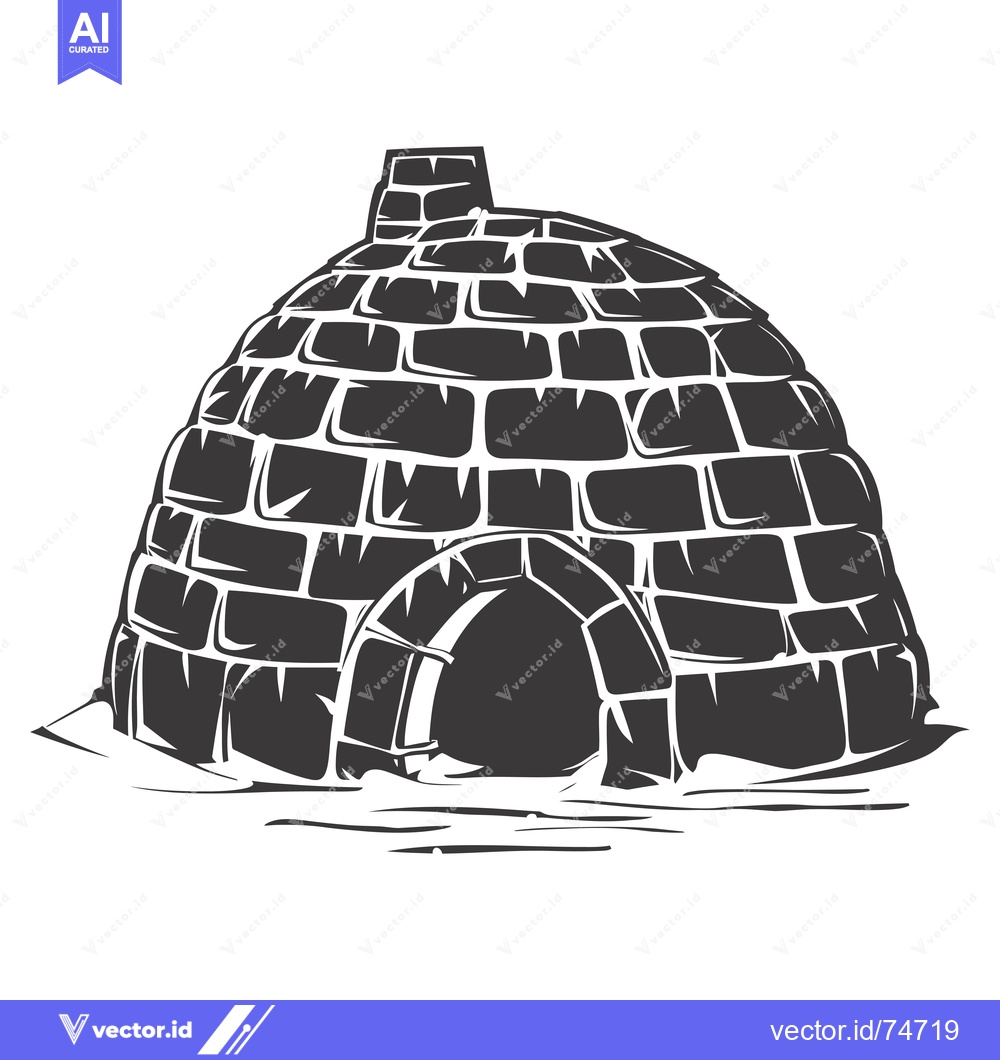 Premium Vector of A Black and White Illustration of an Igloo