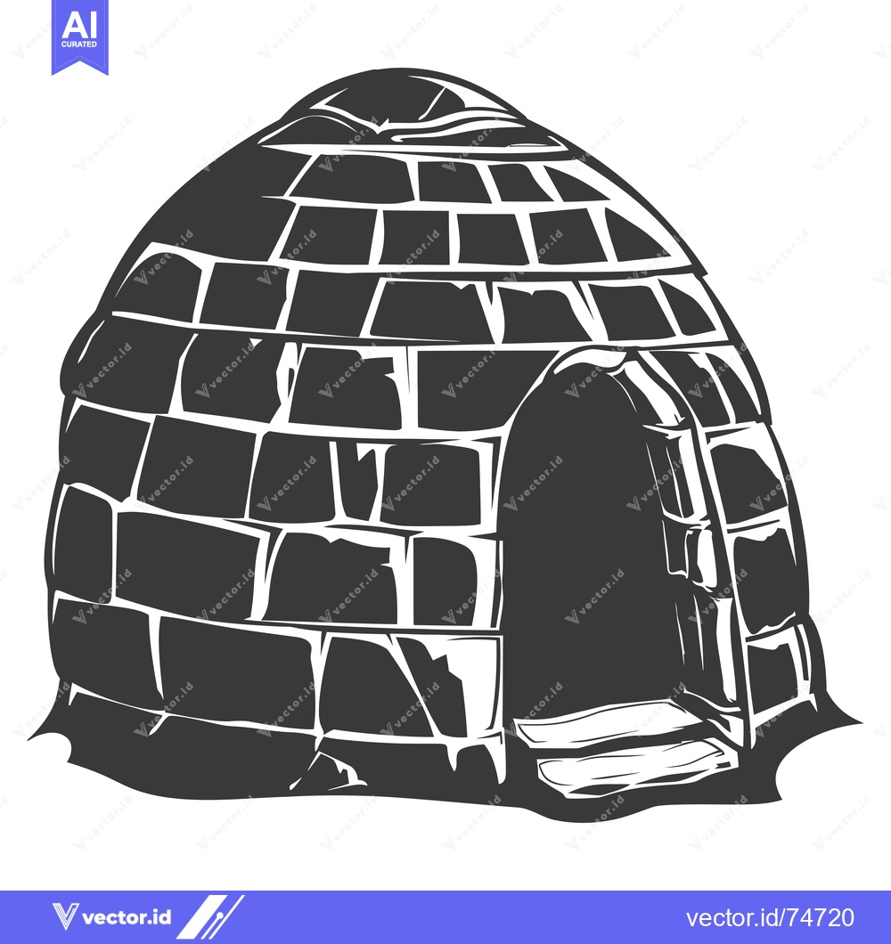 Premium Vector dari A Black and White Illustration of an Igloo