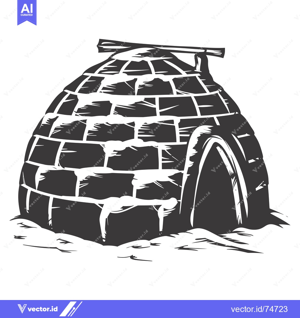 Premium Vector of A Black and White Illustration of an Igloo in the Snow