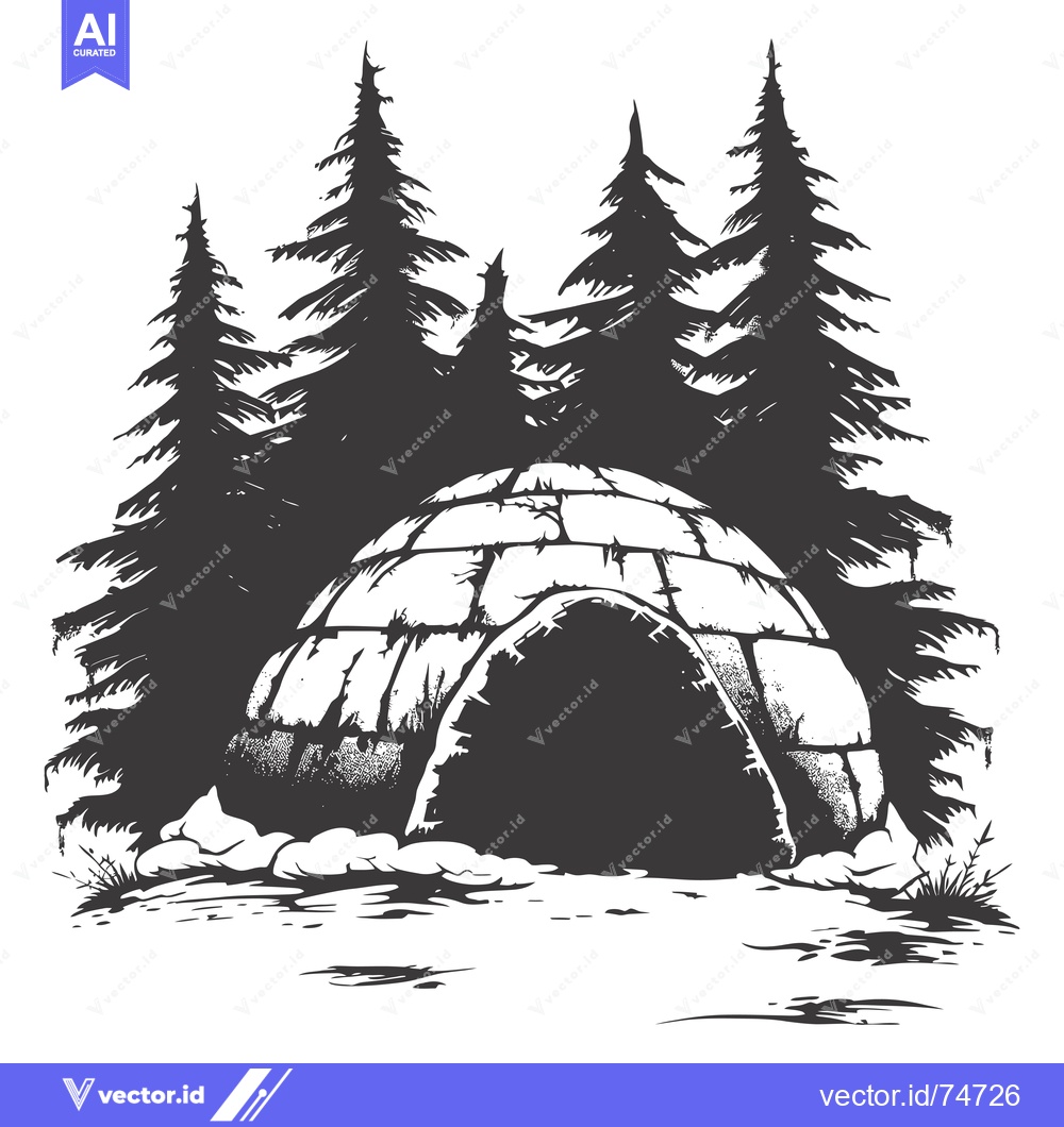 Premium Vector of Igloo Shelter in a Snowy Forest