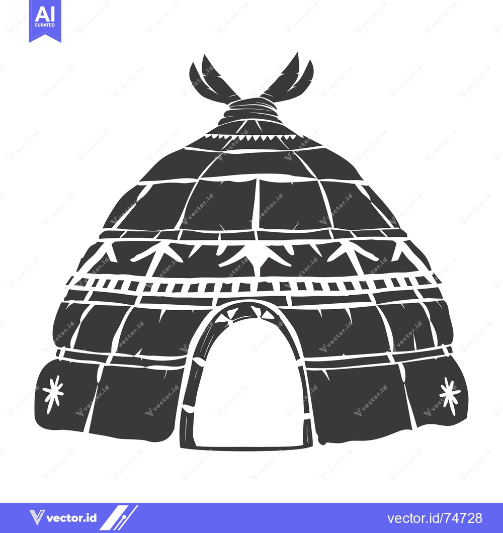 Premium Vector dari Black and White Illustration of a Traditional Yurt