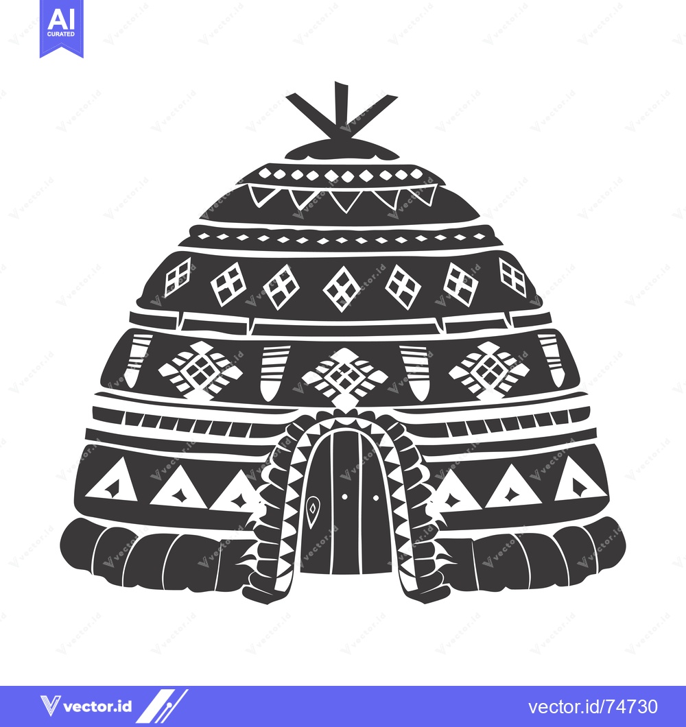 Premium Vector dari A Traditional Yurt with Ornamental Patterns