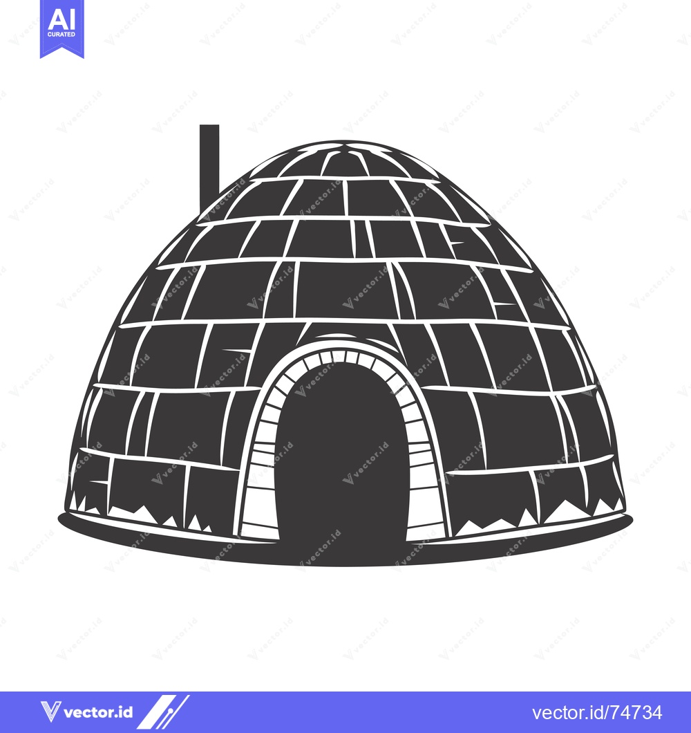 Premium Vector dari Black and White Illustration of an Igloo with an Entrance