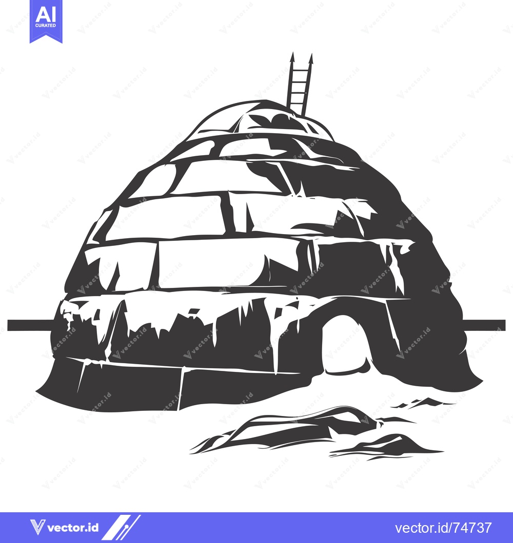 Premium Vector of A Traditional Inuit Igloo with a Ladder for Entrance