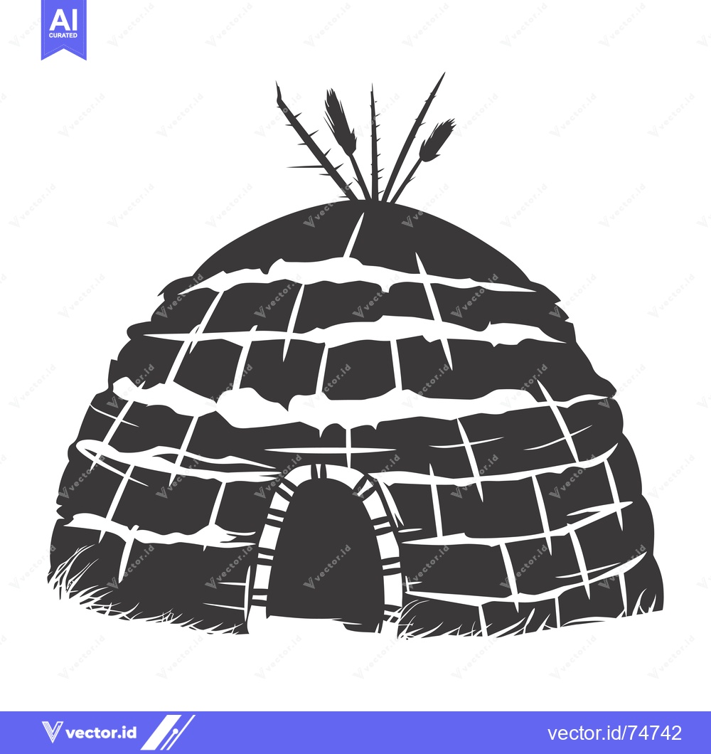 Premium Vector dari Black and White Silhouette of a Traditional Indigenous Shelter