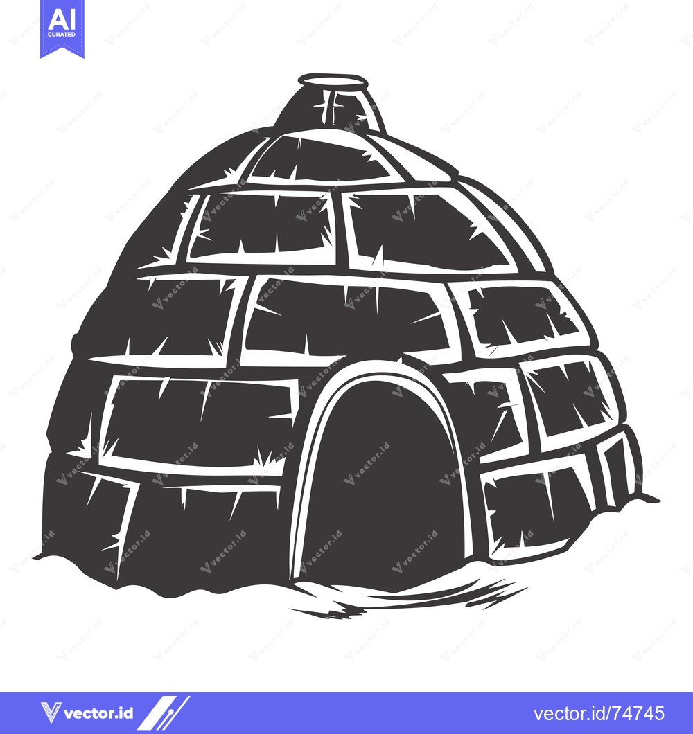 Premium Vector of A Black and White Illustration of an Igloo